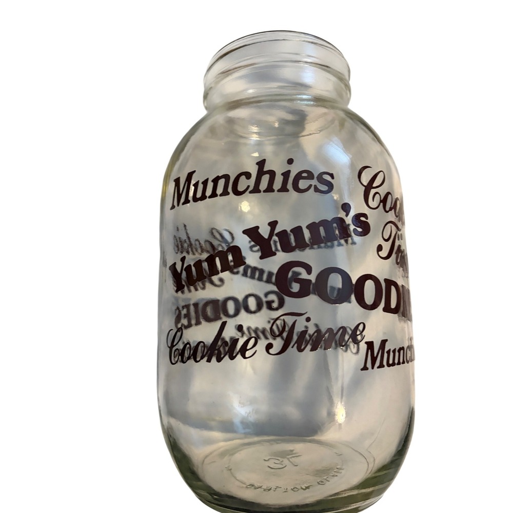 Carlton Glass Cookie Jar Munchies Goodies Clear Brown Retro‎ 3L Vintage 1970s